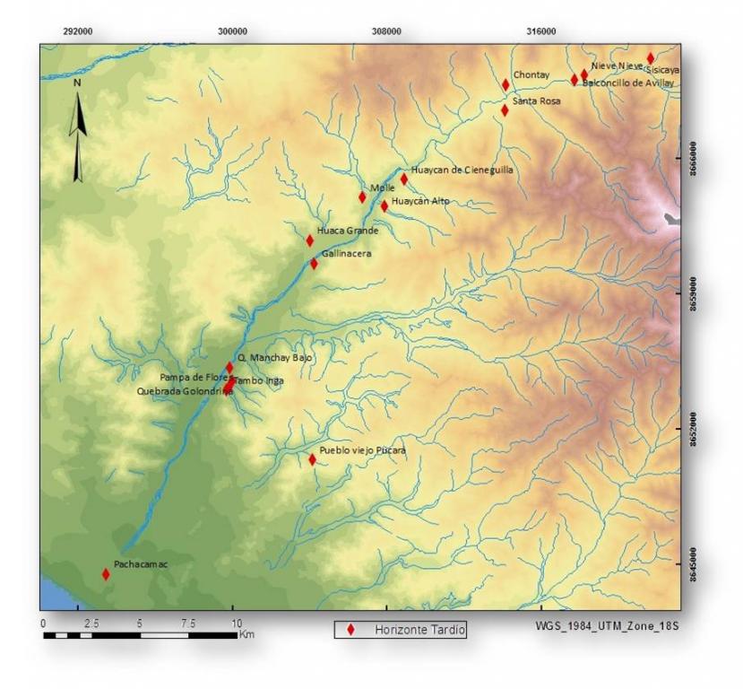 Sitios pertenecientes al Horizonte Tardío. (G. Oré)
